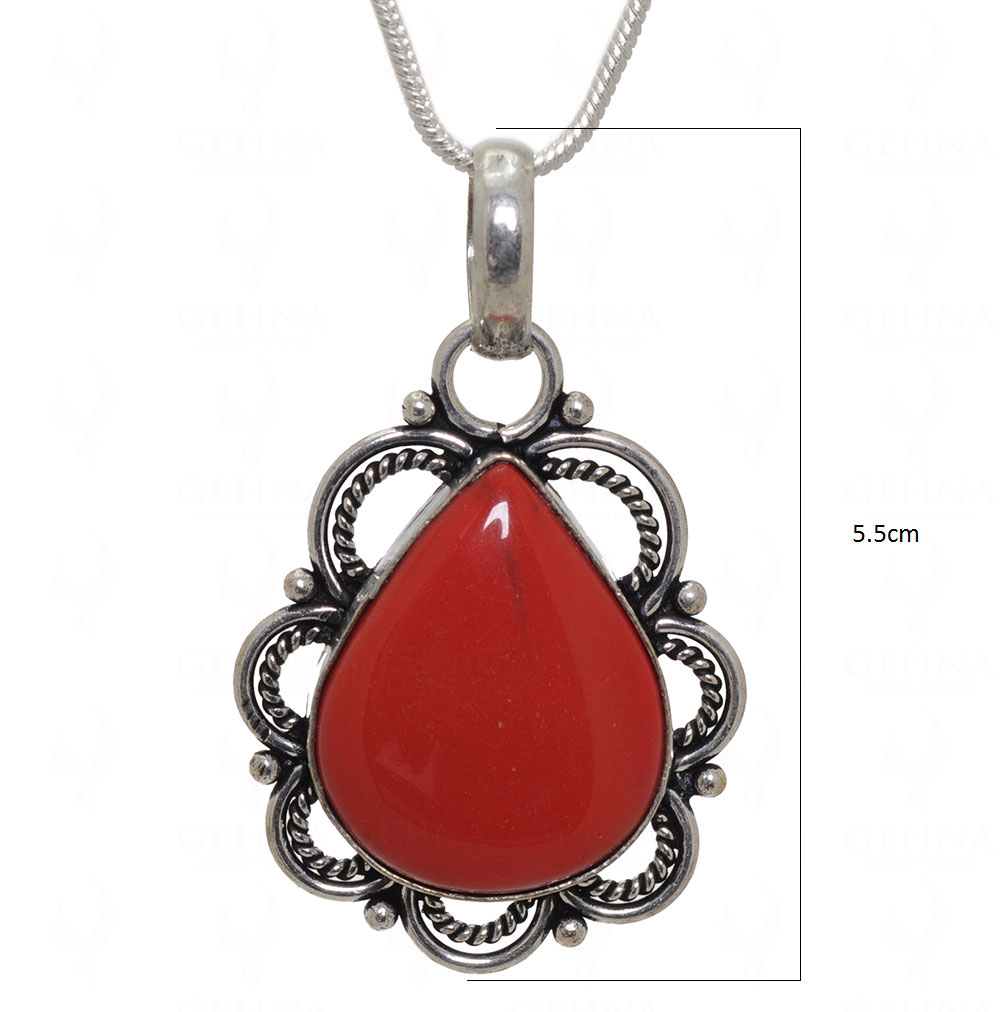 Red Jasper Gemstone Pendant In.925 Sterling Overlay Silver GP3529