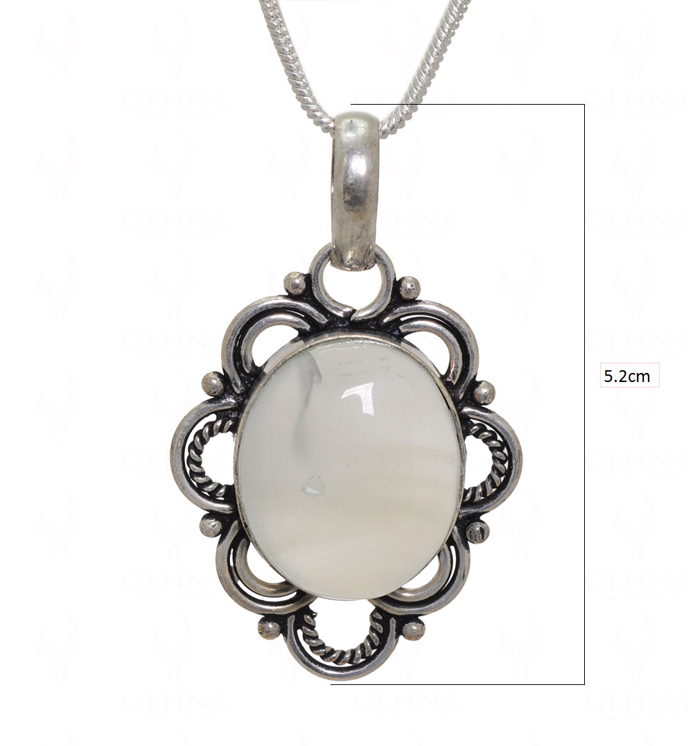 Milky Onyx Gemstone Pendant In.925 Sterling Overlay Silver GP3536