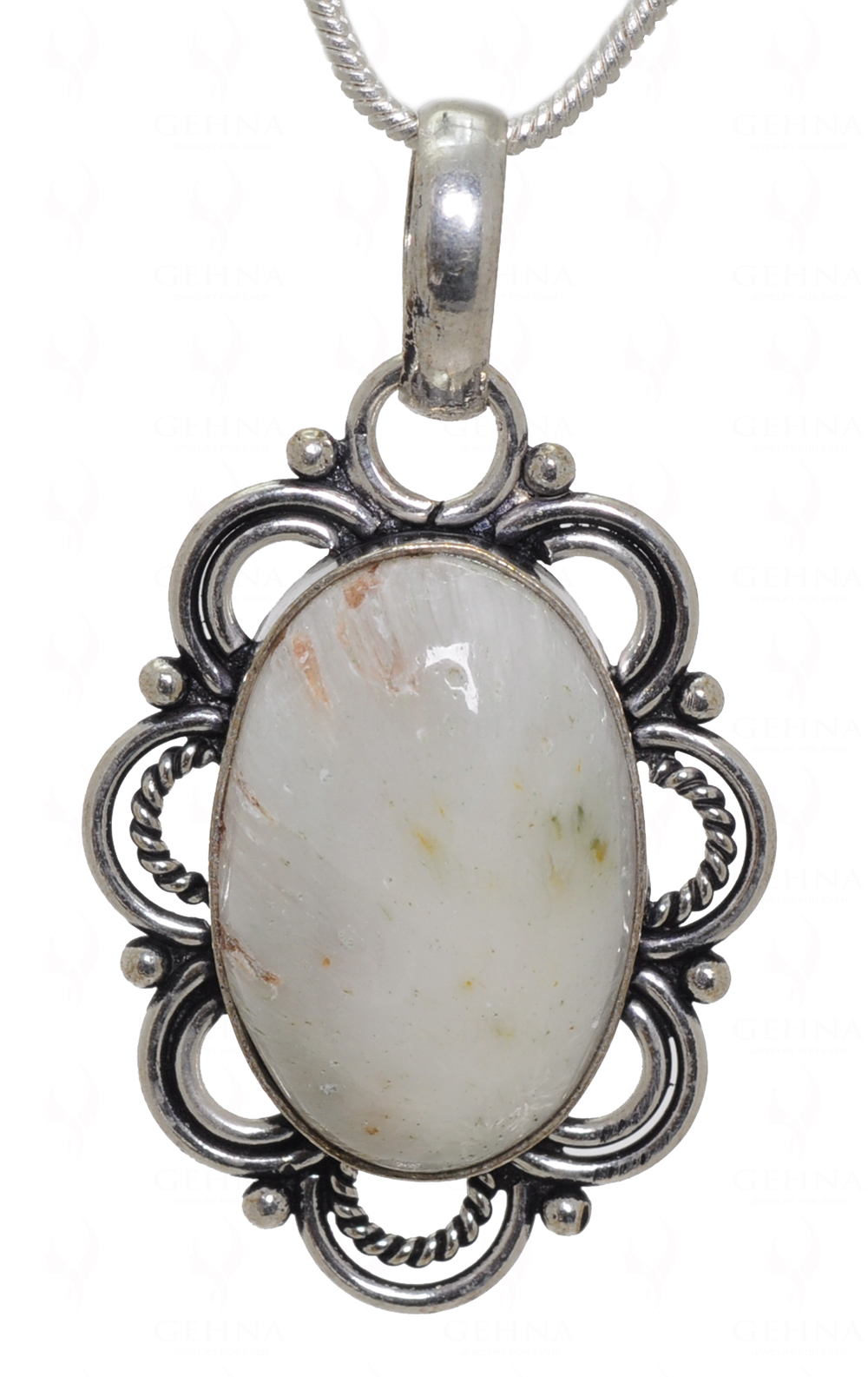 Chalcedony Gemstone Pendant In.925 Sterling Overlay Silver GP3538