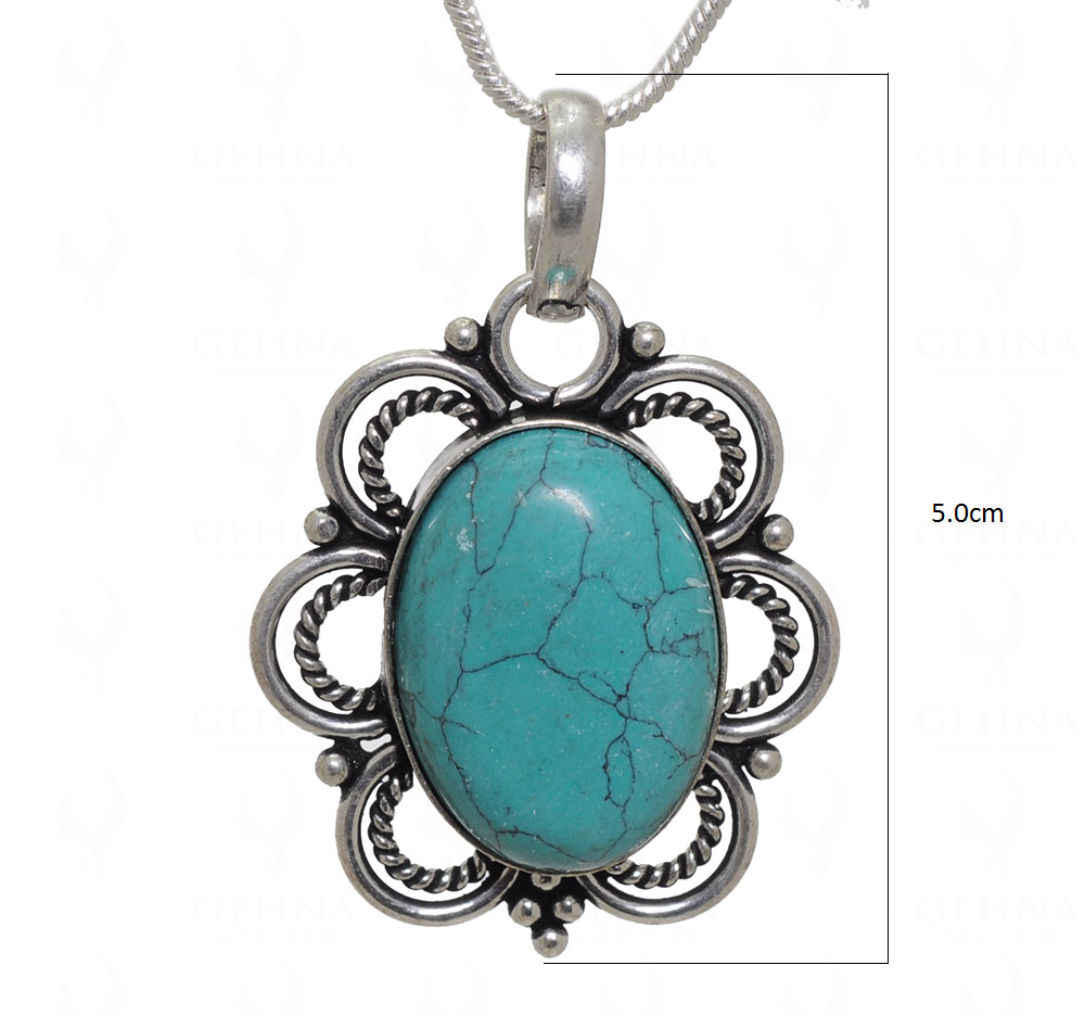 Turquoise Gemstone Pendant In.925 Sterling Overlay Silver GP3539
