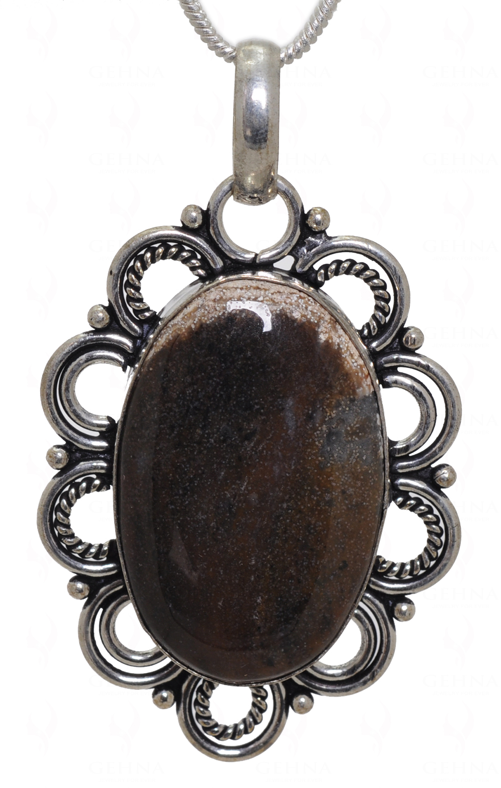 Mahogany Obsidian Gemstone Pendant In.925 Sterling Overlay Silver GP3541