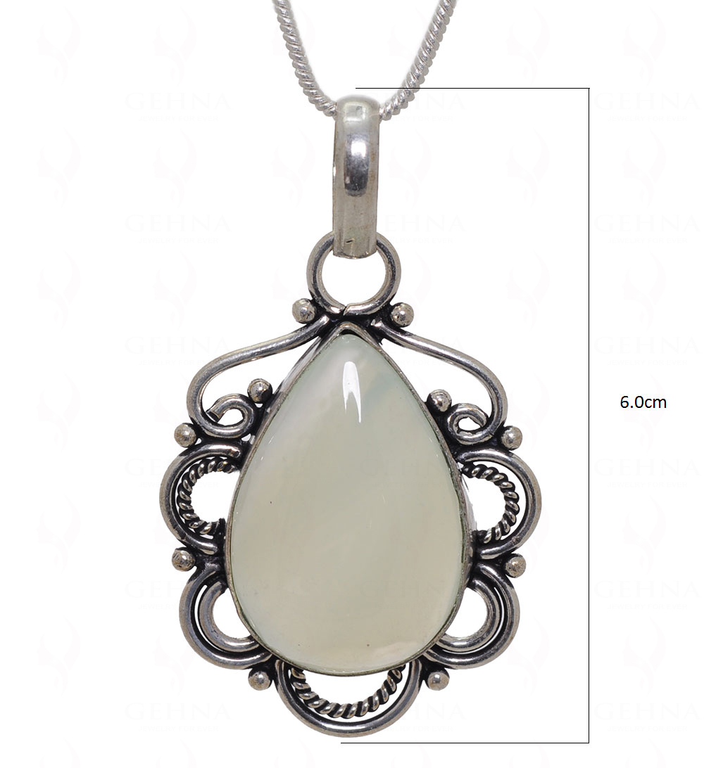 Milky Onyx Gemstone Pendant In.925 Sterling Overlay Silver GP3545