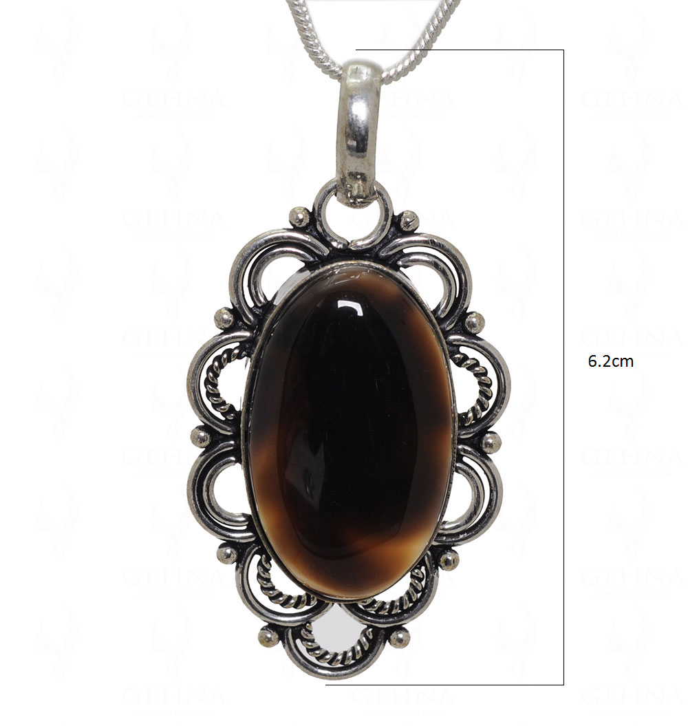 Black Onyx Gemstone Pendant In.925 Sterling Overlay Silver GP3546
