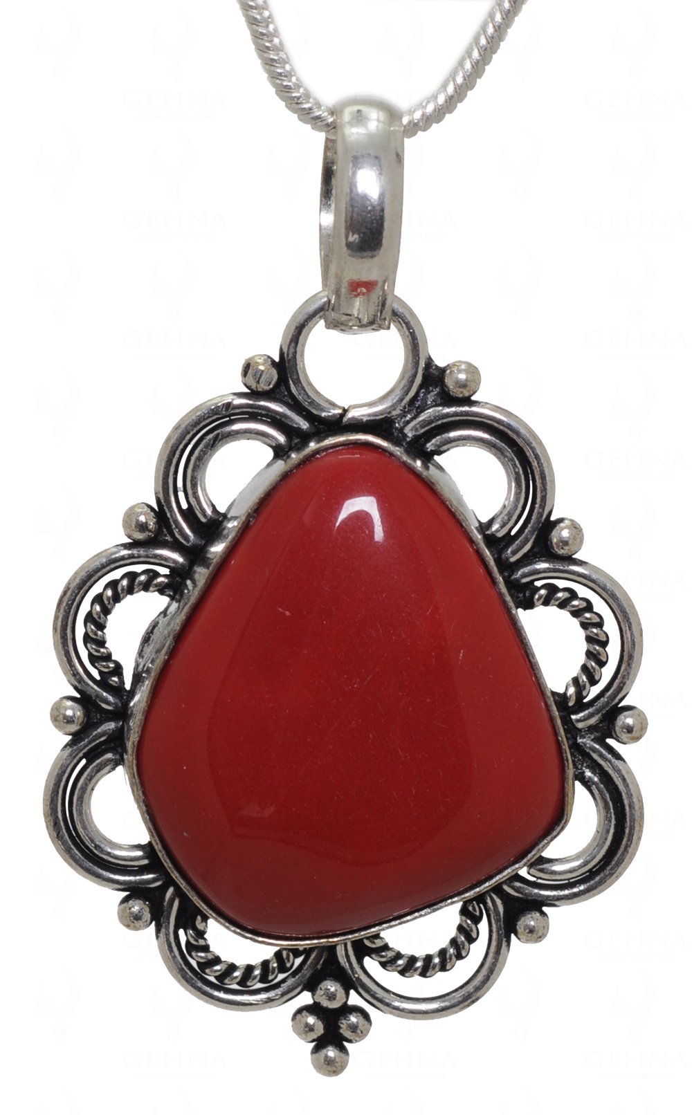Red Jasper Gemstone Pendant In.925 Sterling Overlay Silver GP3547