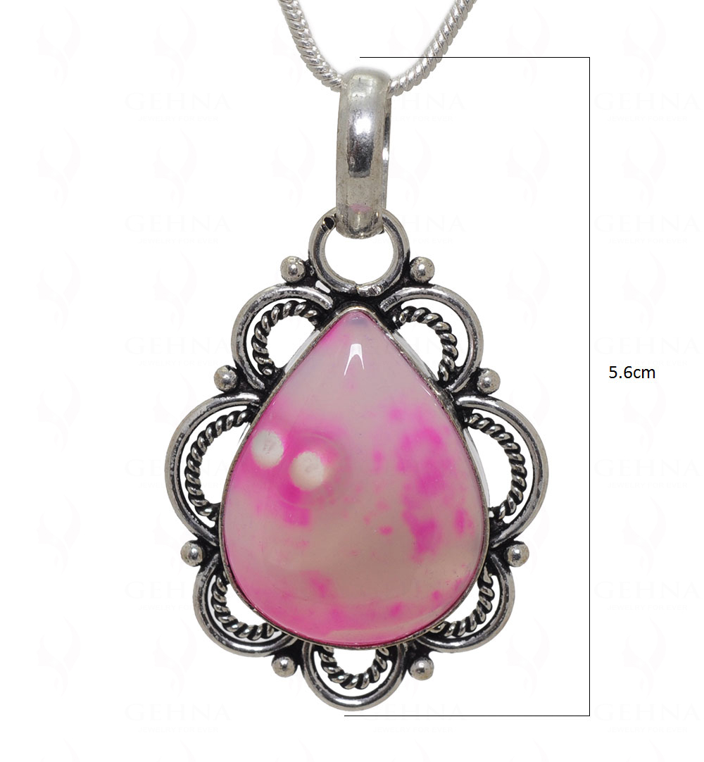 Pink Onyx Gemstone Pendant In.925 Sterling Overlay Silver GP3551