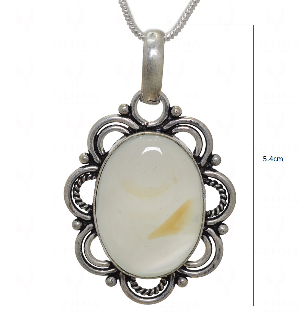 Milky Onyx Gemstone Pendant In.925 Sterling Overlay Silver GP3552