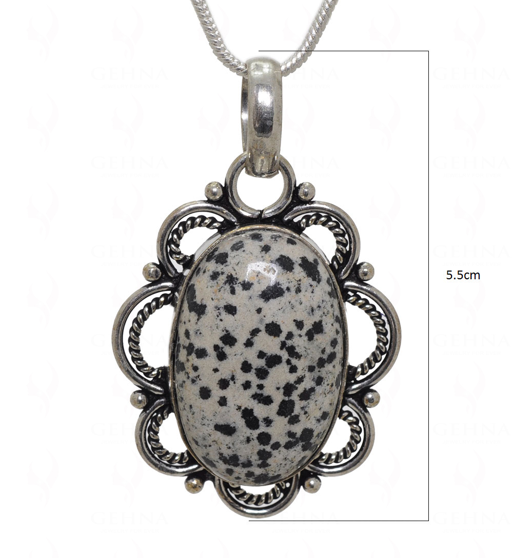 Dalmatian Jasper Gemstone Pendant In.925 Sterling Overlay Silver GP3555