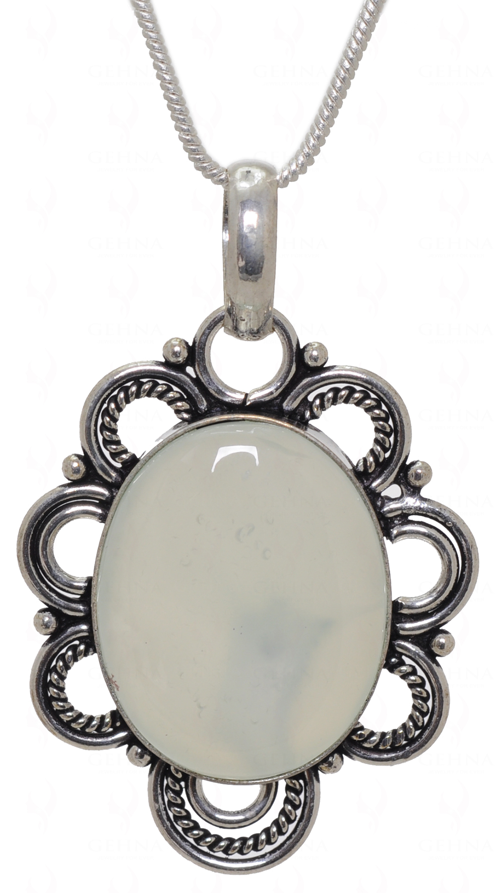 Chalcedony Gemstone Pendant In.925 Sterling Overlay Silver GP3559