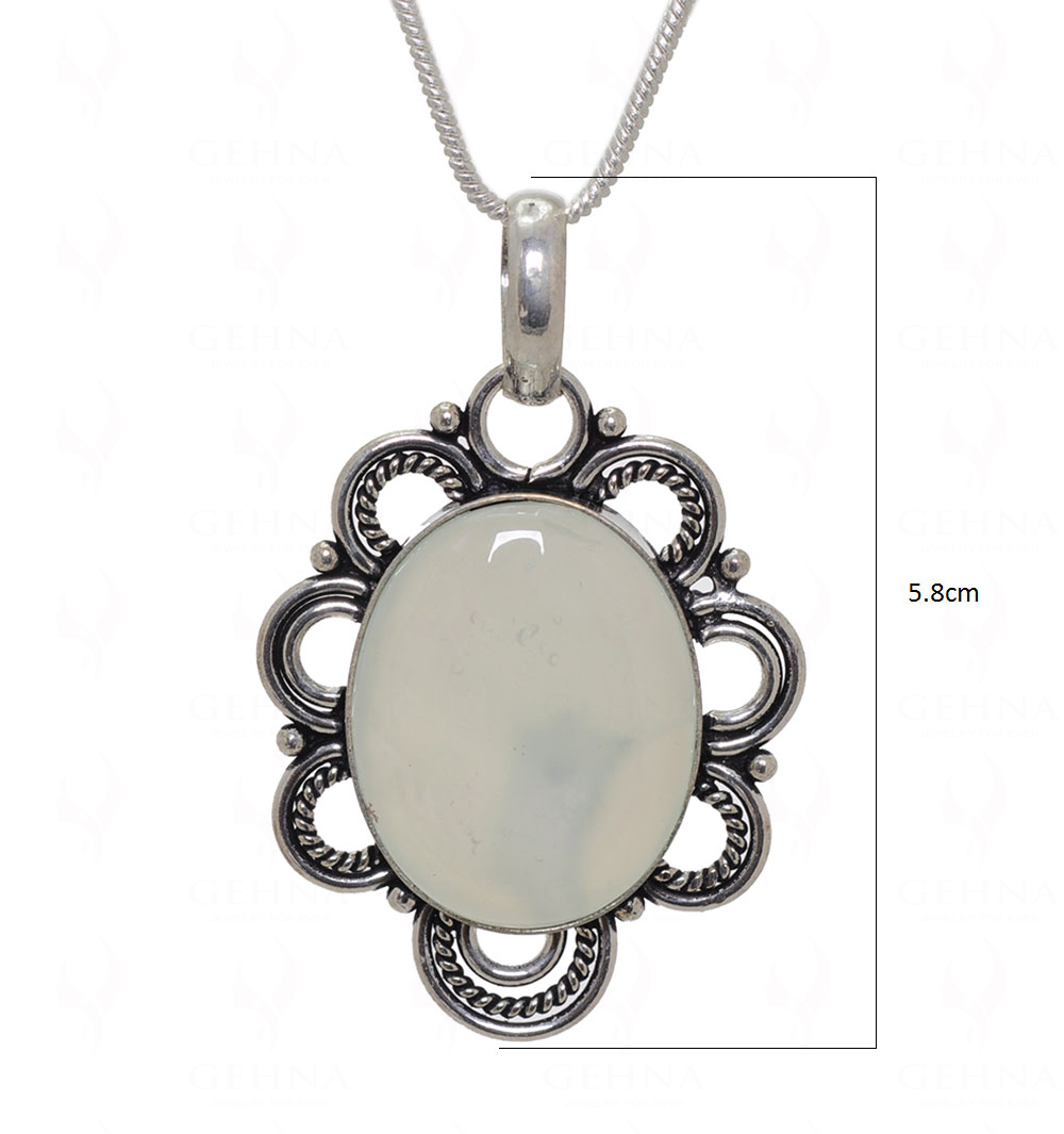 Chalcedony Gemstone Pendant In.925 Sterling Overlay Silver GP3559