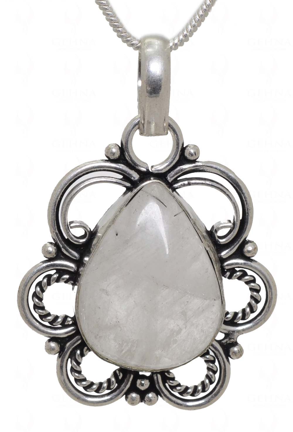 White Quartz Gemstone Pendant In.925 Sterling Overlay Silver GP3561