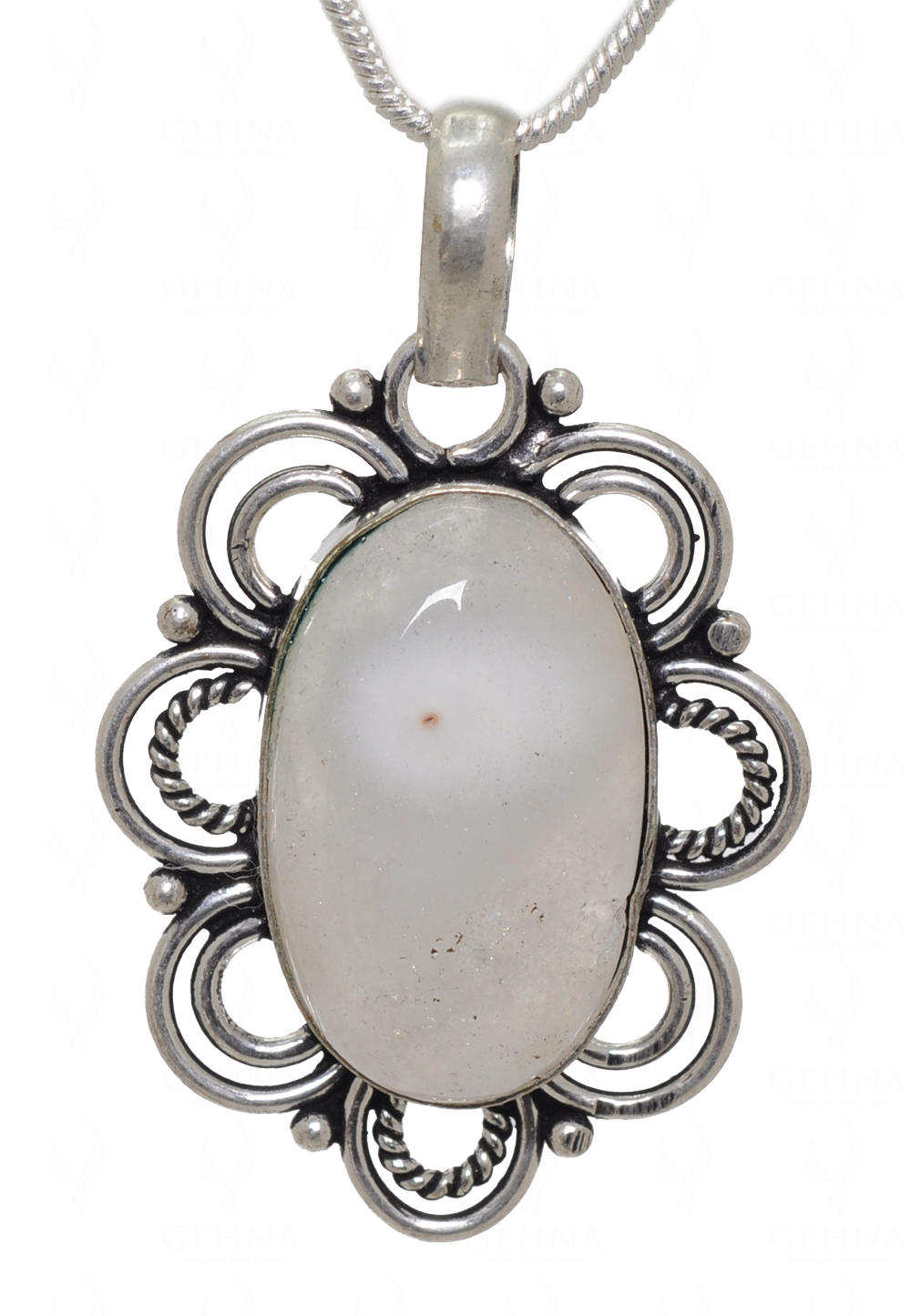 White Quartz Gemstone Pendant In.925 Sterling Overlay Silver GP3563