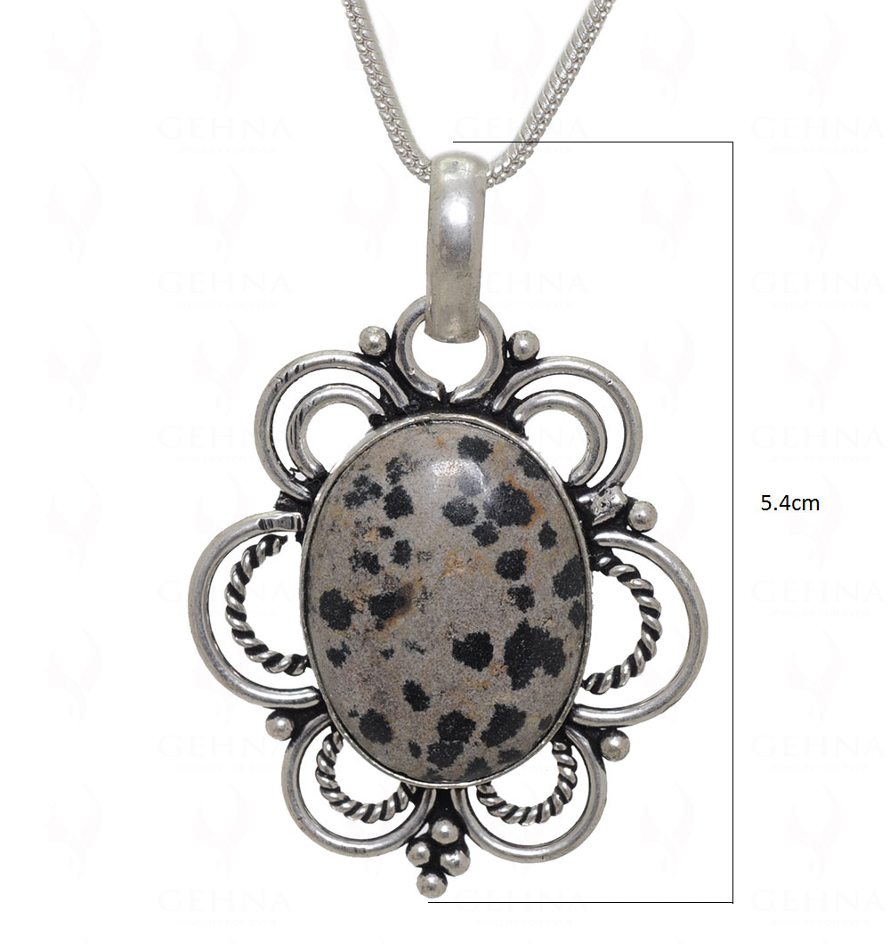 Dalmatian Jasper Gemstone Pendant In.925 Sterling Overlay Silver GP3570