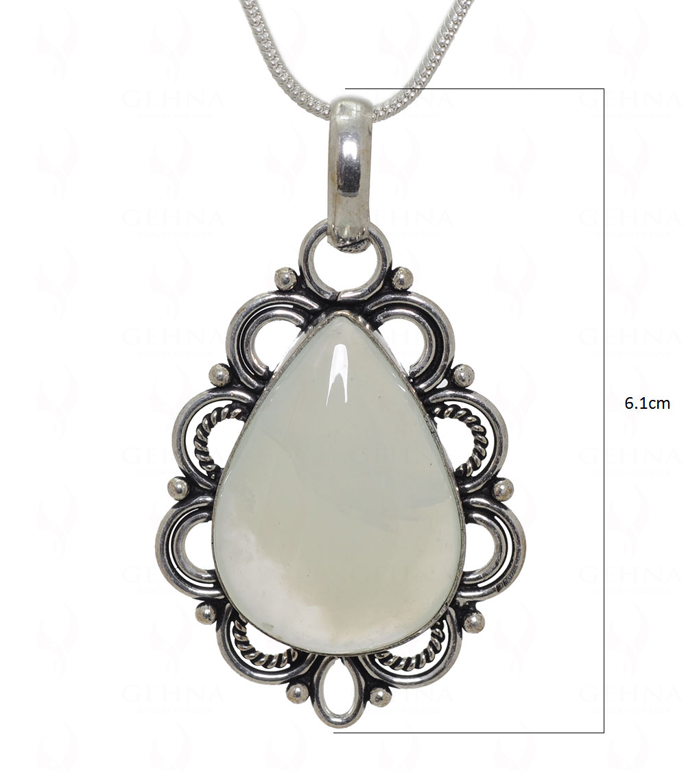 Chalcedony Gemstone Pendant In.925 Sterling Overlay Silver GP3573