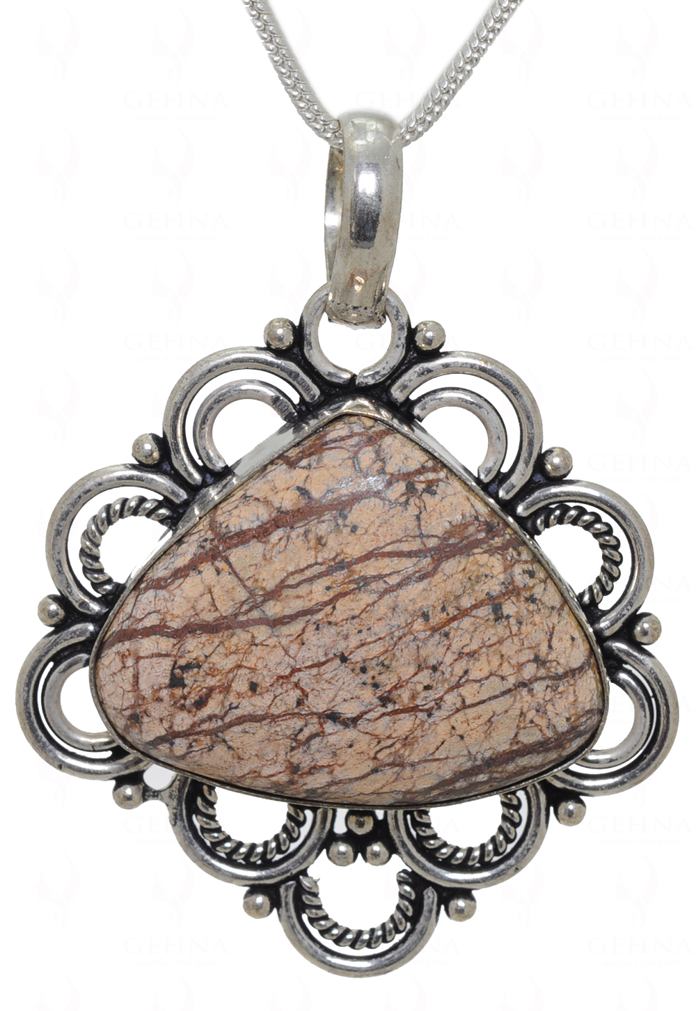 Landscape Jasper Gemstone Pendant In.925 Sterling Overlay Silver GP3579