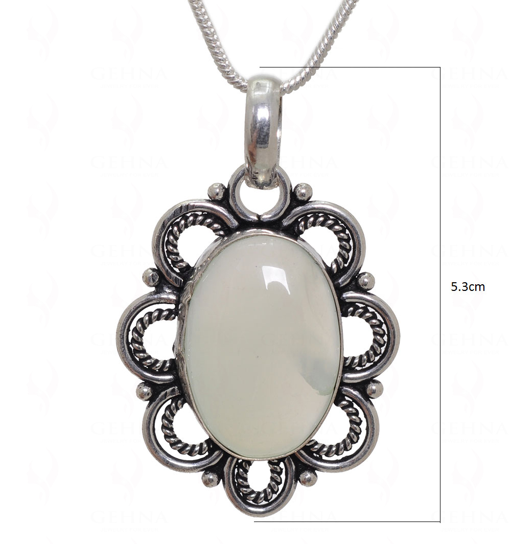 Milky Onyx Gemstone Pendant In.925 Sterling Overlay Silver GP3582