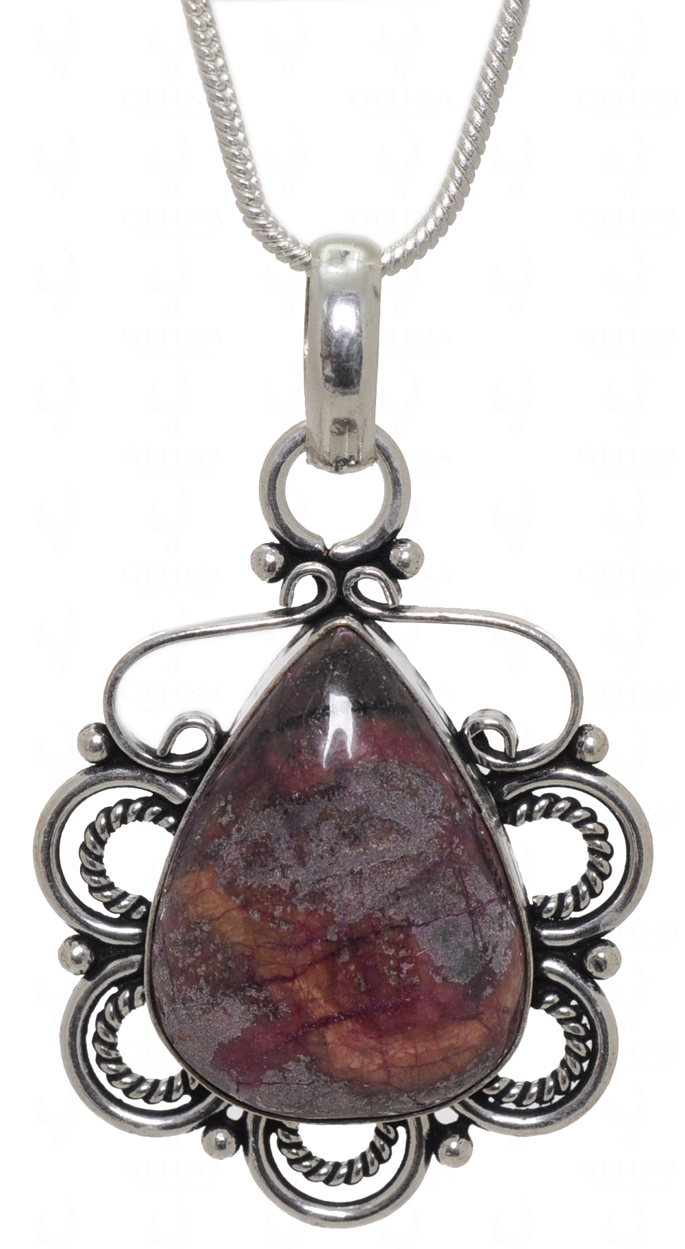 Brown Jasper Gemstone Pendant In.925 Sterling Overlay Silver GP3585