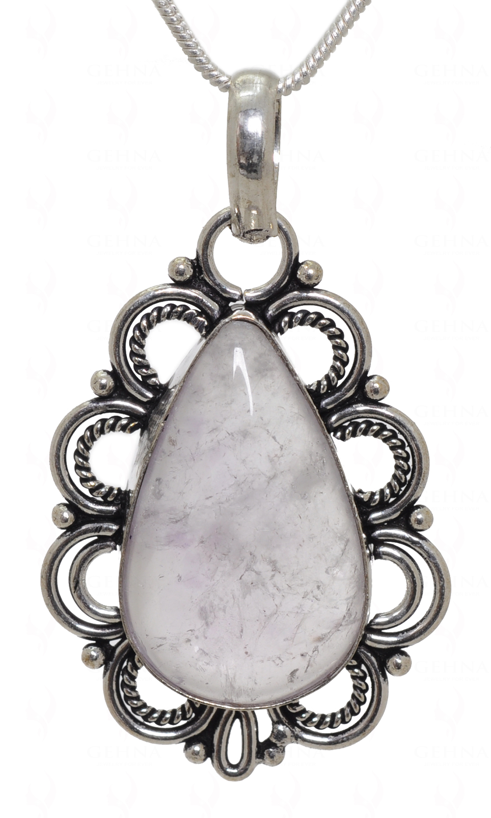 Rock-Crystal Gemstone Pendant In.925 Sterling Overlay Silver GP3592