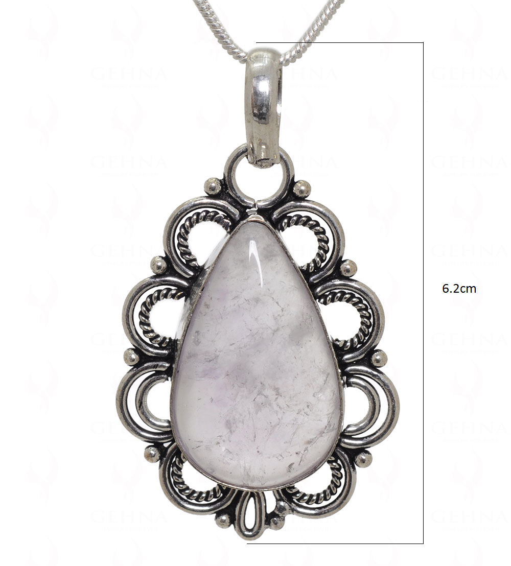Rock-Crystal Gemstone Pendant In.925 Sterling Overlay Silver GP3592
