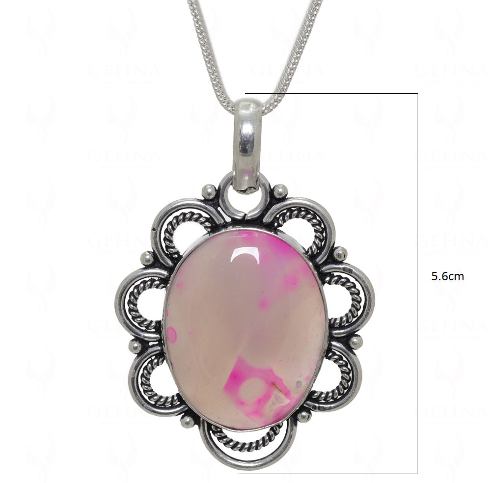 Pink Onyx Gemstone Pendant In.925 Sterling Overlay Silver GP3595