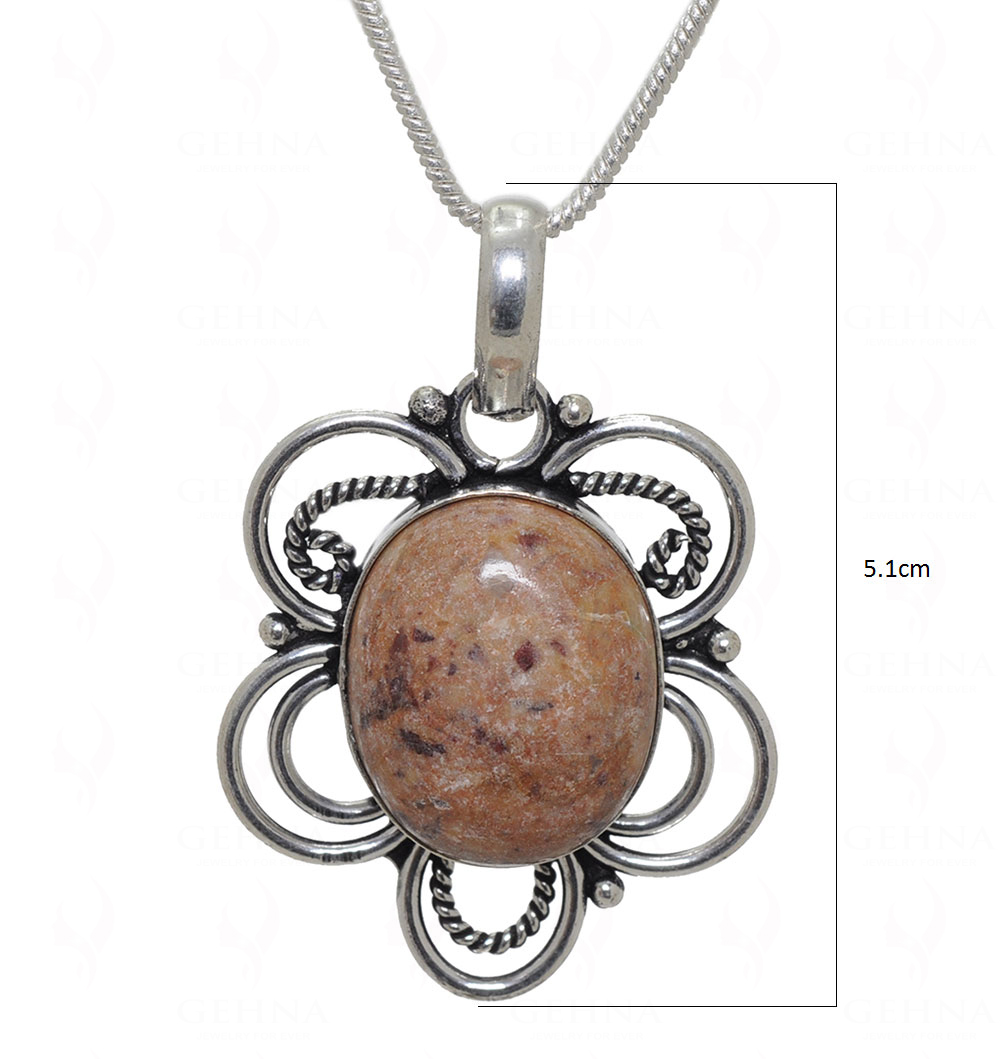 Picture Jasper Gemstone Pendant In.925 Sterling Overlay Silver GP3597