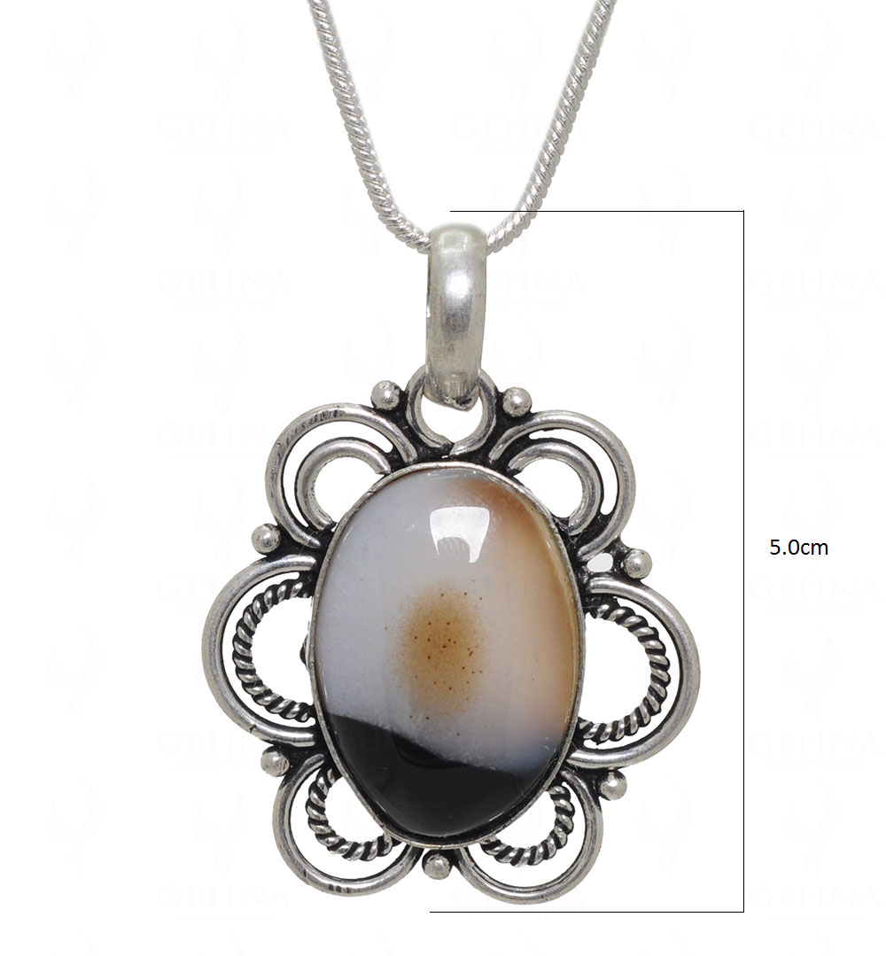 Onyx Gemstone Studded Pendant In.925 Silver Overlay GP3603