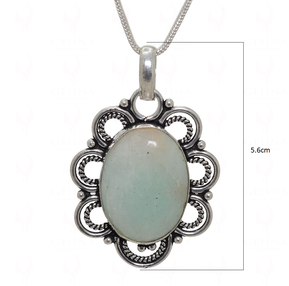 Aquamarine Gemstone Studded Pendant In.925 Silver Overlay GP3628