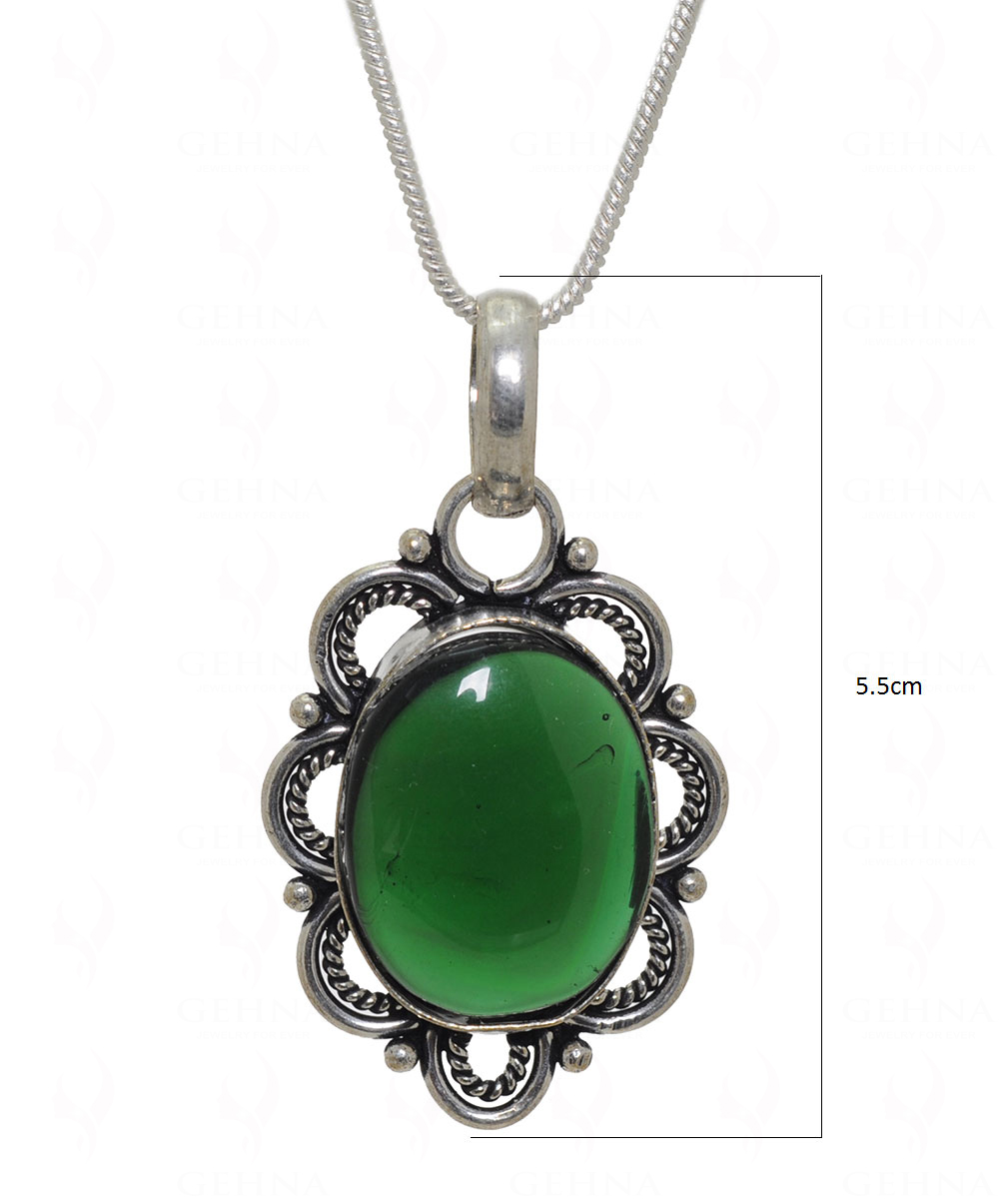 Green Onyx Gemstone Studded Pendant In.925 Silver Overlay GP3641