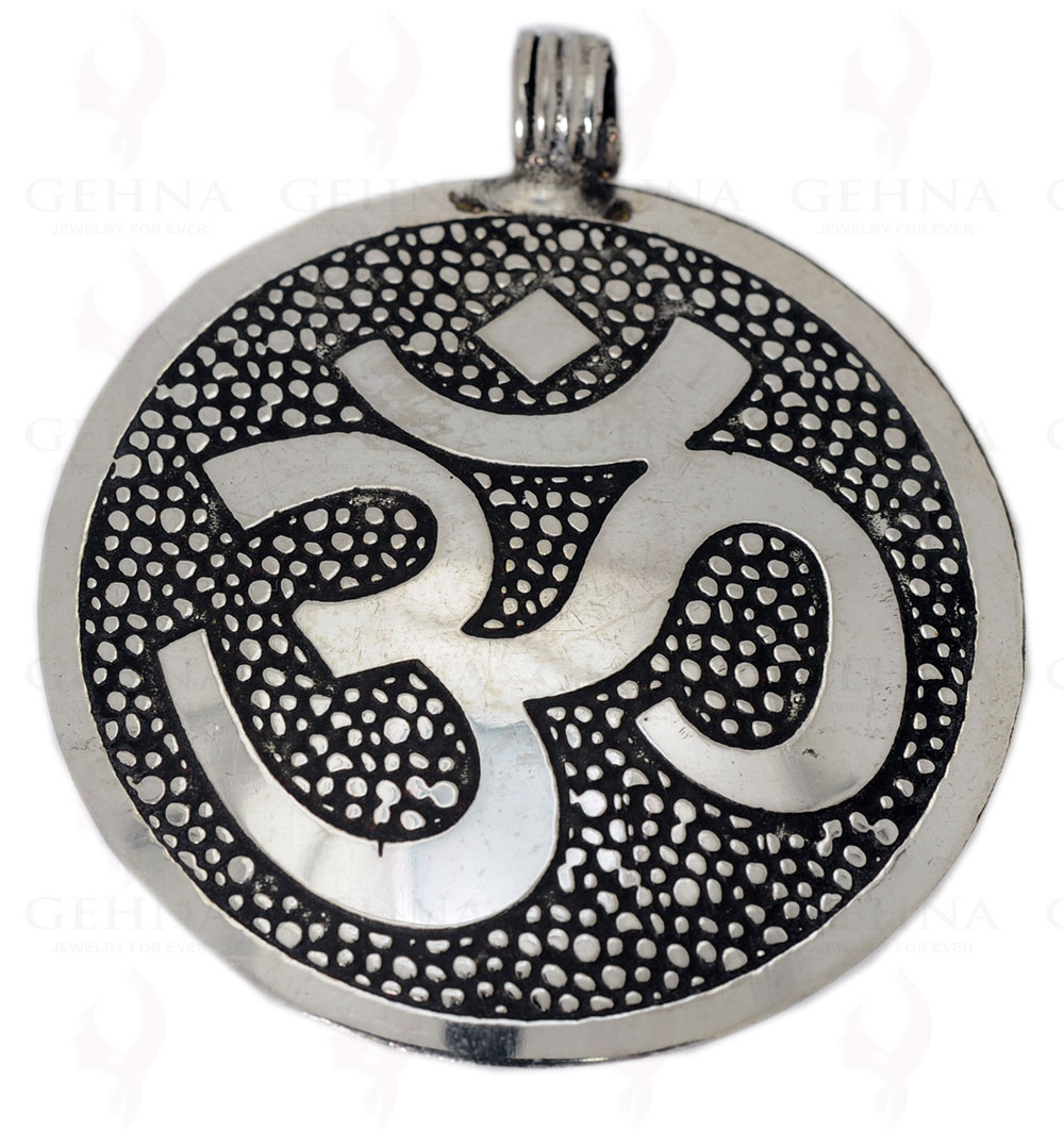 Om Symbol Round Pendant Made In.925 Silver Overlay GP3644