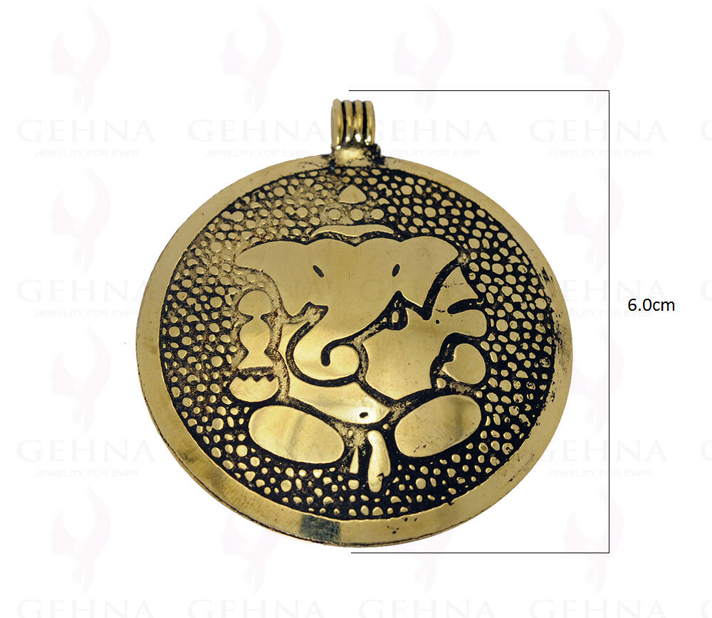 Ganesh God Shape Round Pendant Made In.925 Silver Overlay GP3645