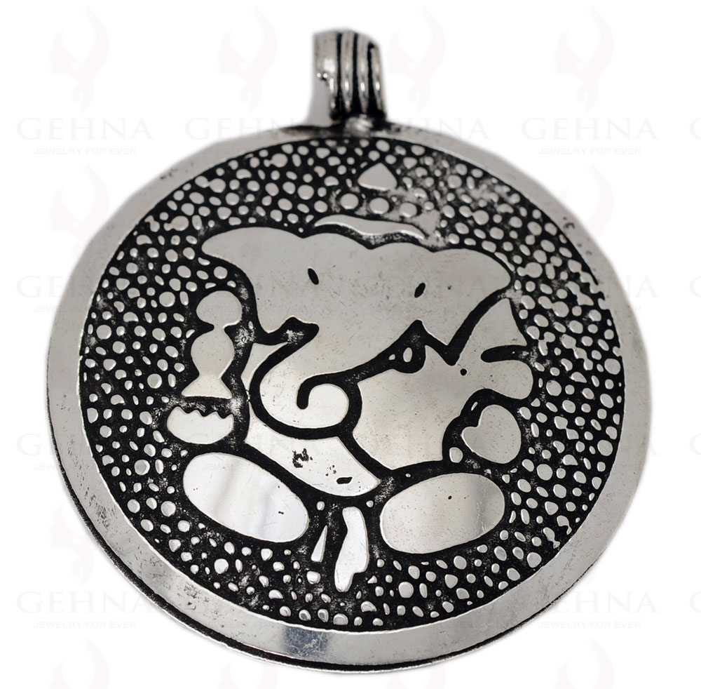 Ganesh God Shape Round Pendant Made In.925 Silver Overlay GP3648