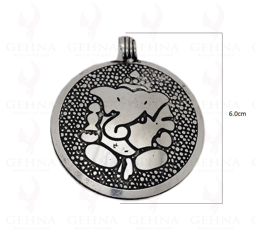 Ganesh God Shape Round Pendant Made In.925 Silver Overlay GP3648
