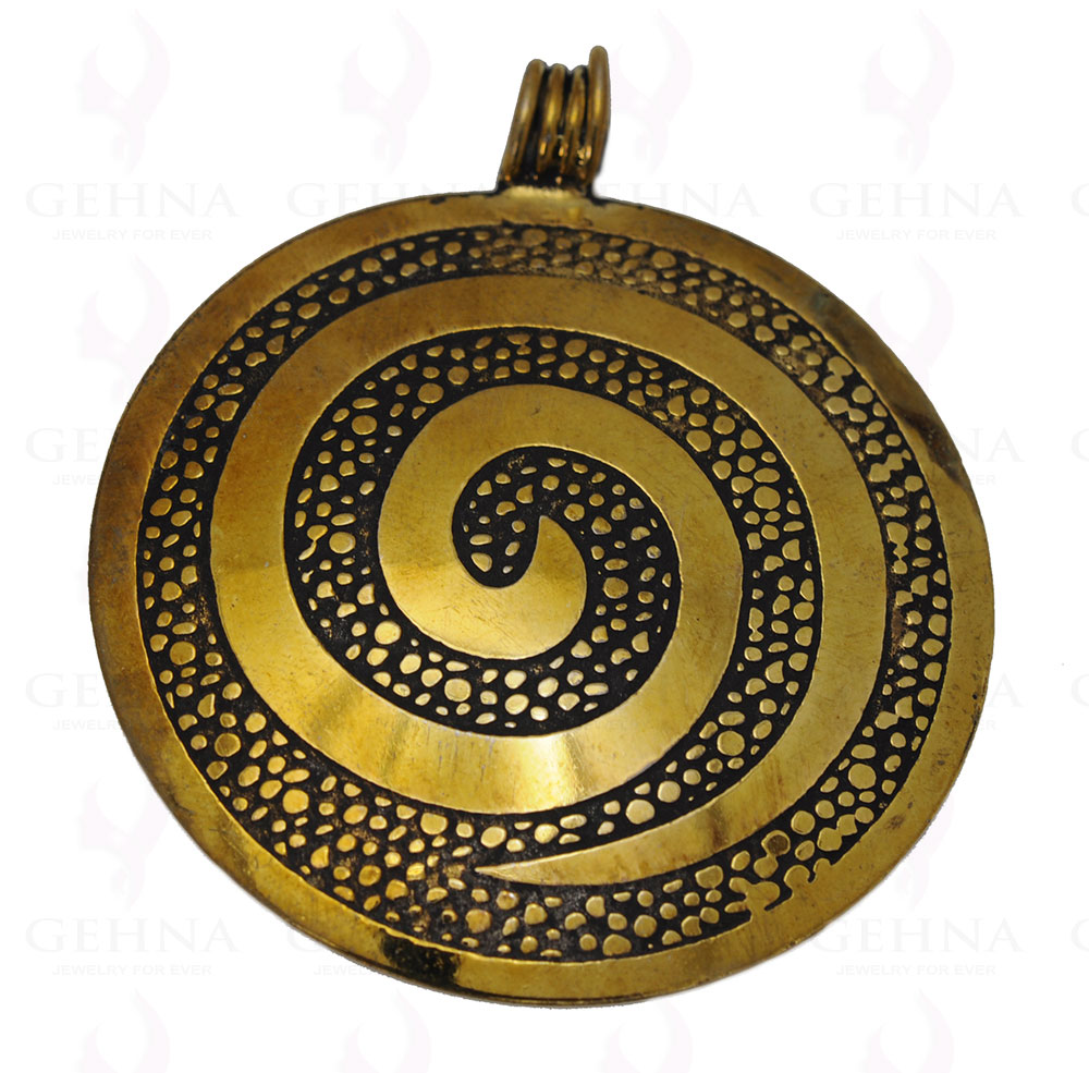 Spiral Shape Round Pendant Made In.925 Silver Overlay GP3649