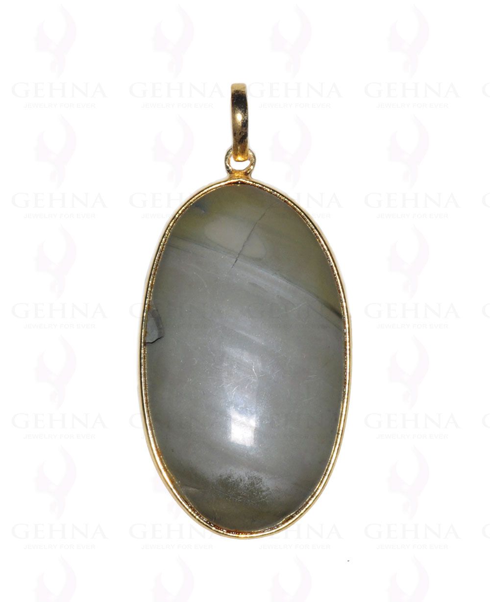 Creek Jasper Gemstone Studded Pendant In.925 Silver Overlay GP3651