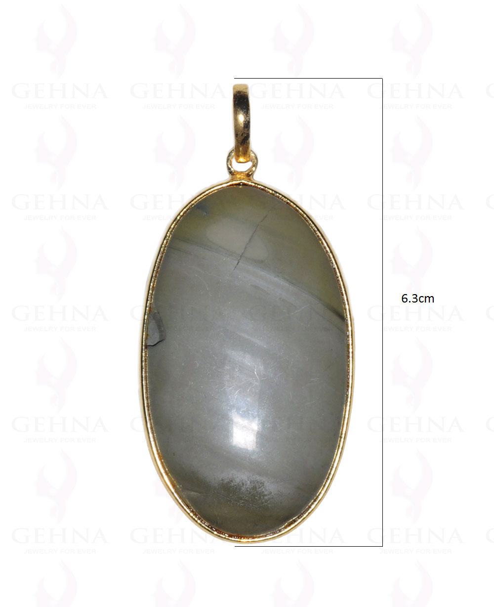 Creek Jasper Gemstone Studded Pendant In.925 Silver Overlay GP3651