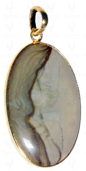 Creek Jasper Gemstone Studded Pendant In.925 Silver Overlay GP3653