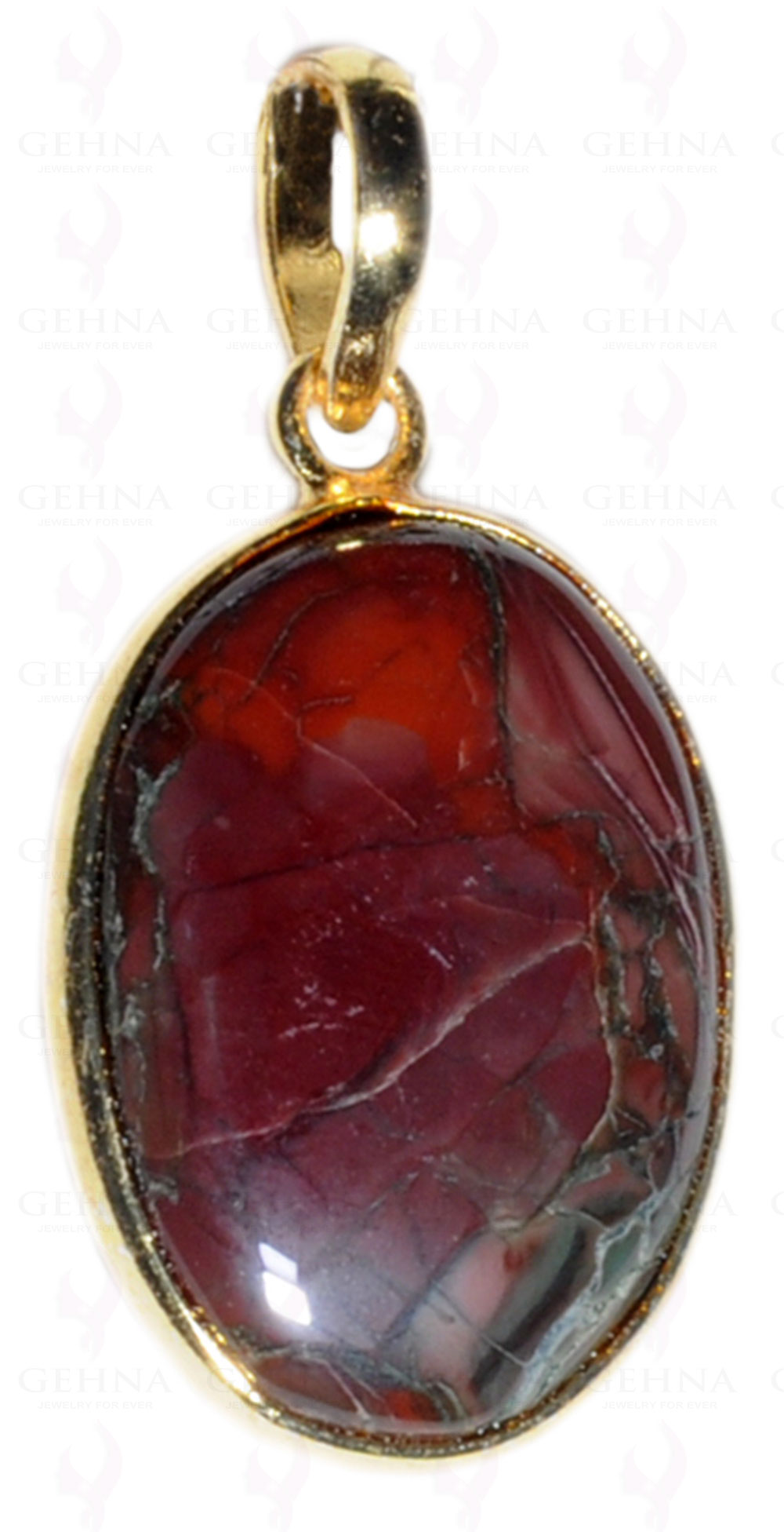Creek Jasper Gemstone Studded Pendant In.925 Silver Overlay GP3654