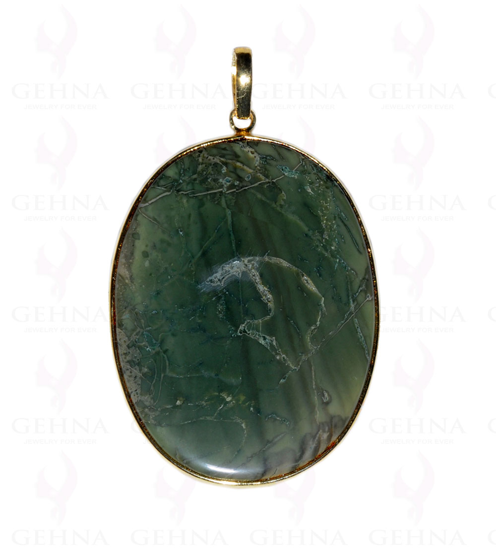Creek Jasper Gemstone Studded Pendant In.925 Silver Overlay GP3661
