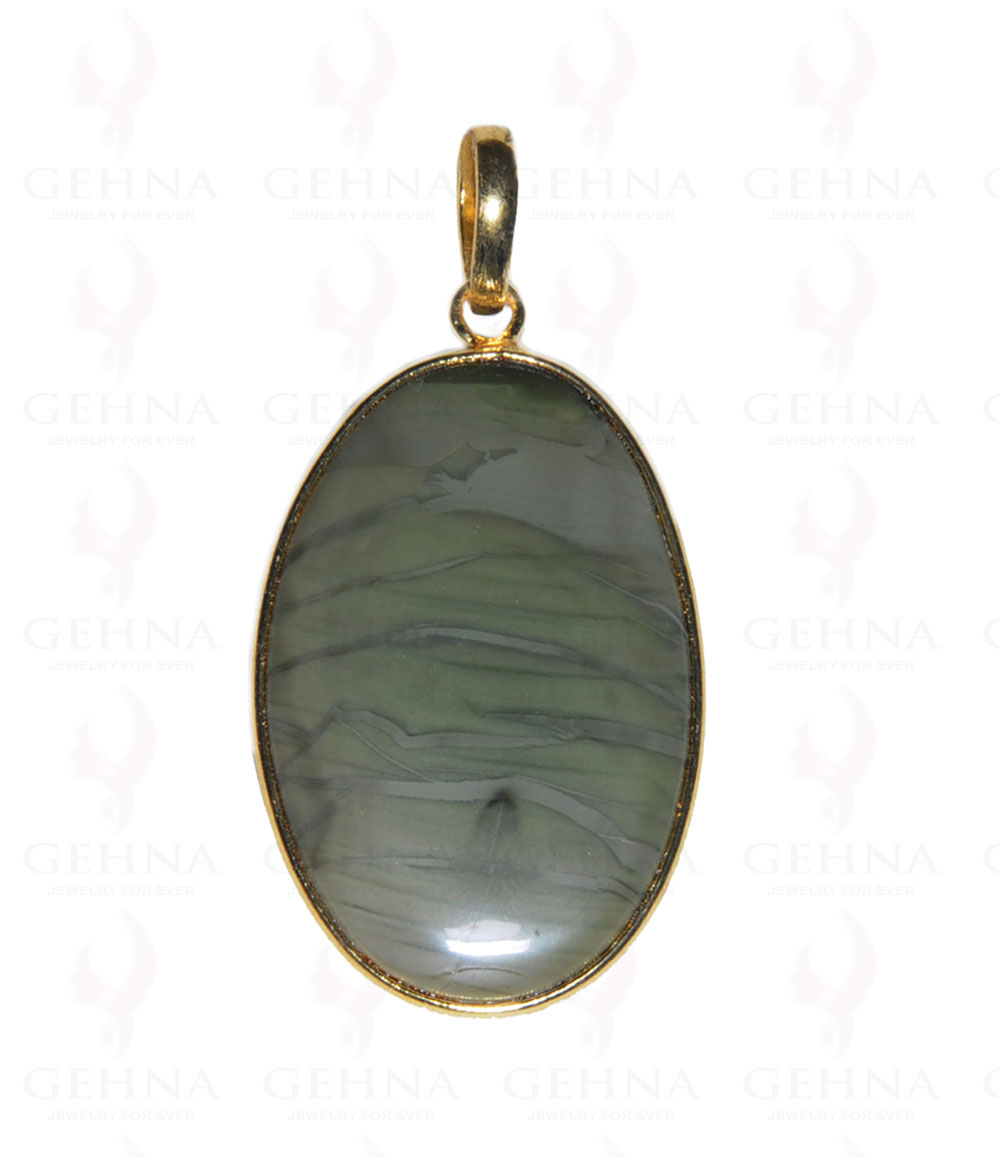 Desert Sage Jasper Gemstone Studded Pendant In.925 Silver Overlay GP3668