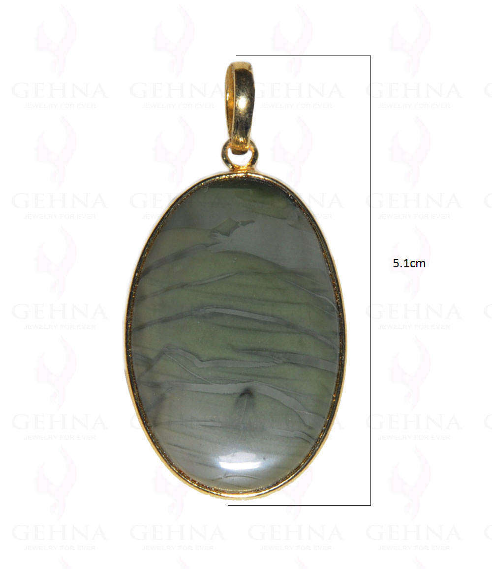 Desert Sage Jasper Gemstone Studded Pendant In.925 Silver Overlay GP3668