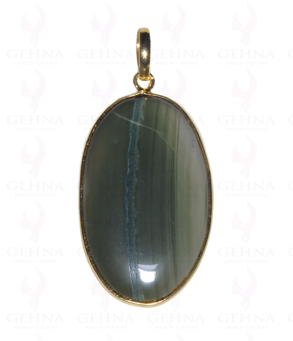 Creek Jasper Gemstone Studded Pendant In.925 Silver Overlay GP3686