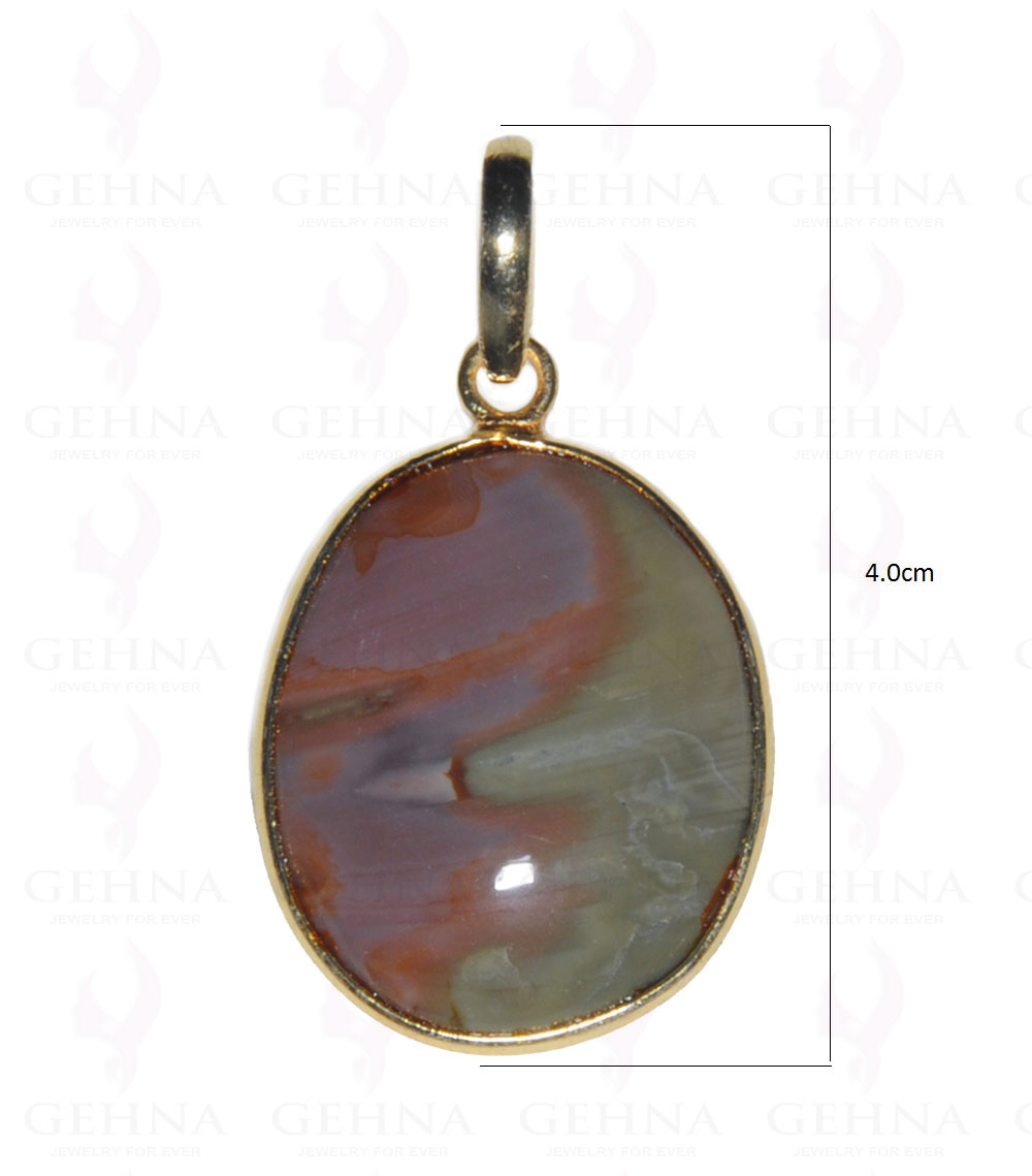 Jasper Gemstone Studded Pendant In.925 Silver Overlay GP3687