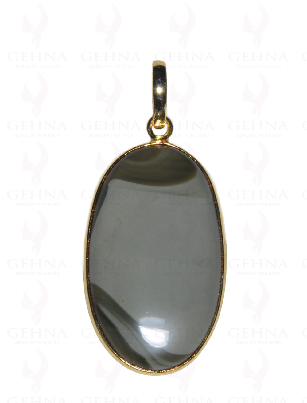 Creek Jasper Gemstone Studded Pendant In.925 Silver Overlay GP3688