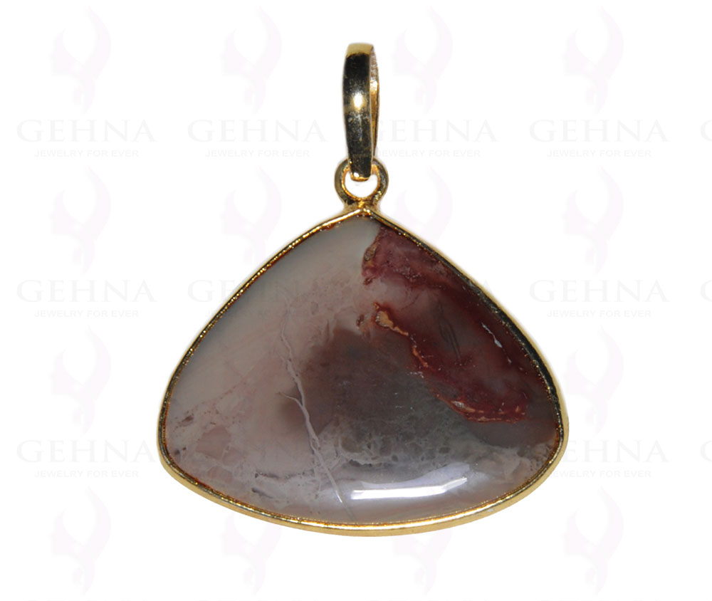 Creek Jasper Gemstone Studded Pendant In.925 Silver Overlay GP3689