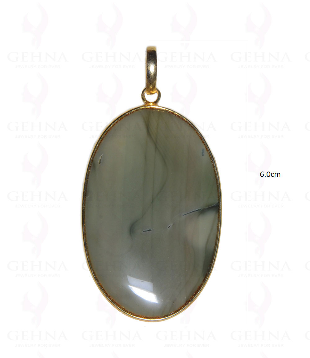Creek Jasper Gemstone Studded Pendant In.925 Silver Overlay GP3694