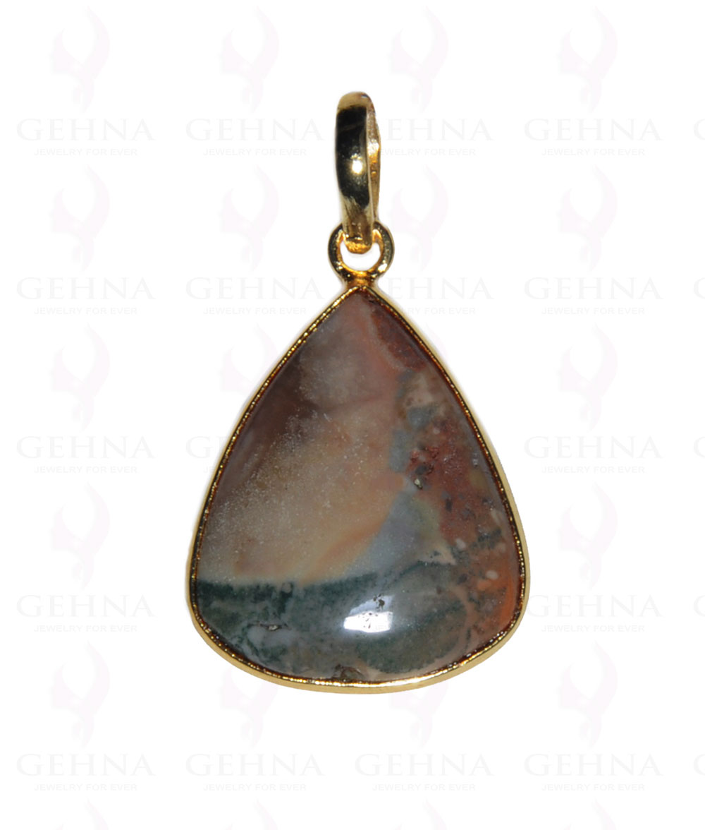 Jasper Gemstone Studded Pendant In.925 Silver Overlay GP3699
