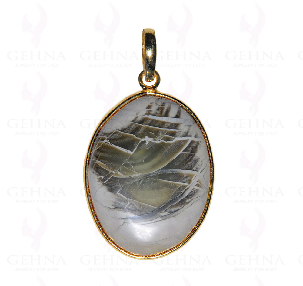 Desert Sage Jasper Gemstone Studded Pendant In.925 Silver Overlay GP3713