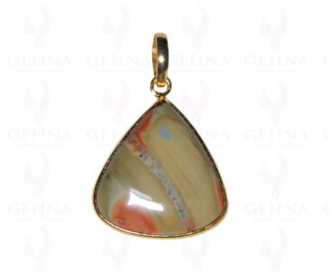 Creek Jasper Gemstone Studded Pendant In.925 Silver Overlay GP3717