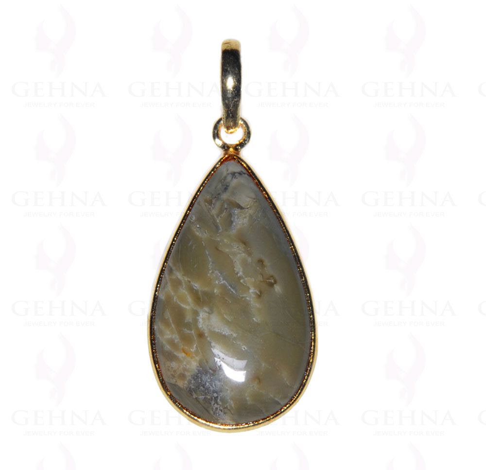 Creek Jasper Gemstone Studded Pendant In.925 Silver Overlay GP3719