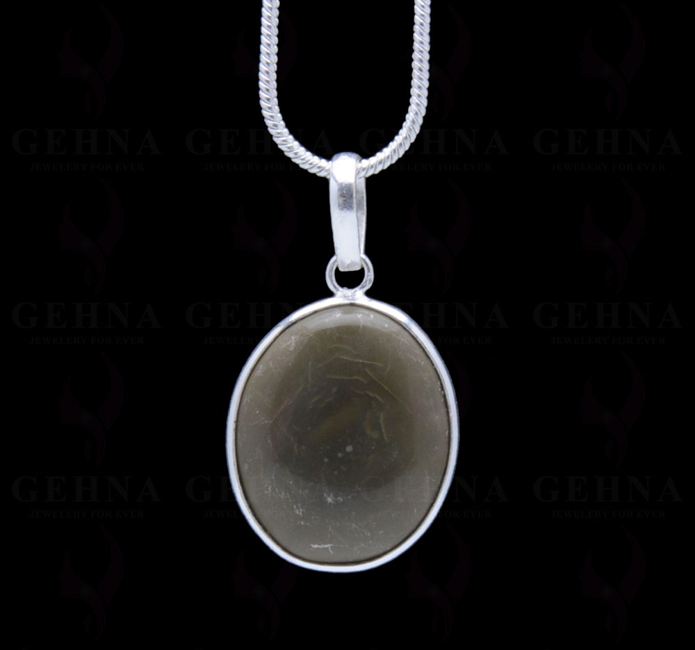 Green Creek Jasper Gemstone Studded Pendant In.925 Silver Overlay GP3722
