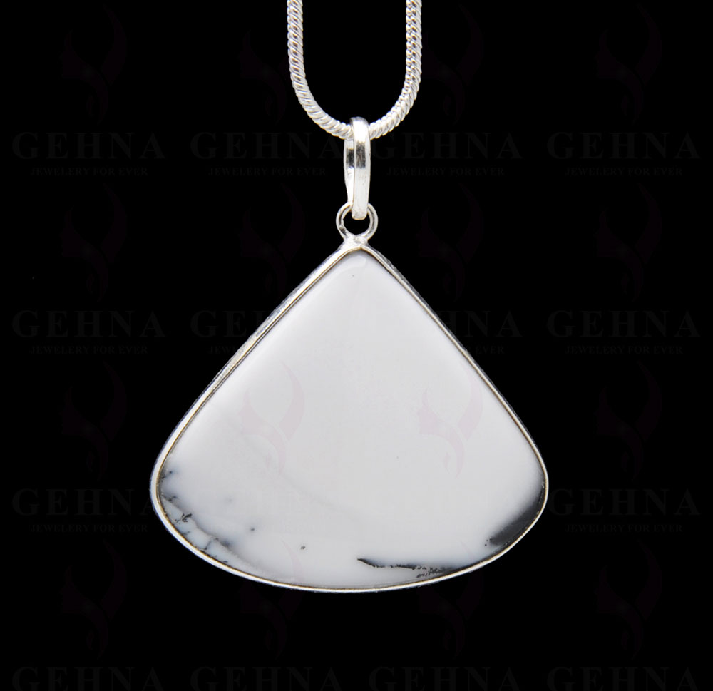 Dendritic Agate Gemstone Studded Pendant In.925 Silver Overlay GP3725